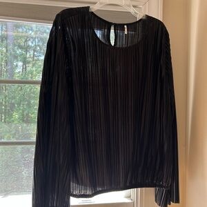 Elegant Black Pleated Women's Blouse